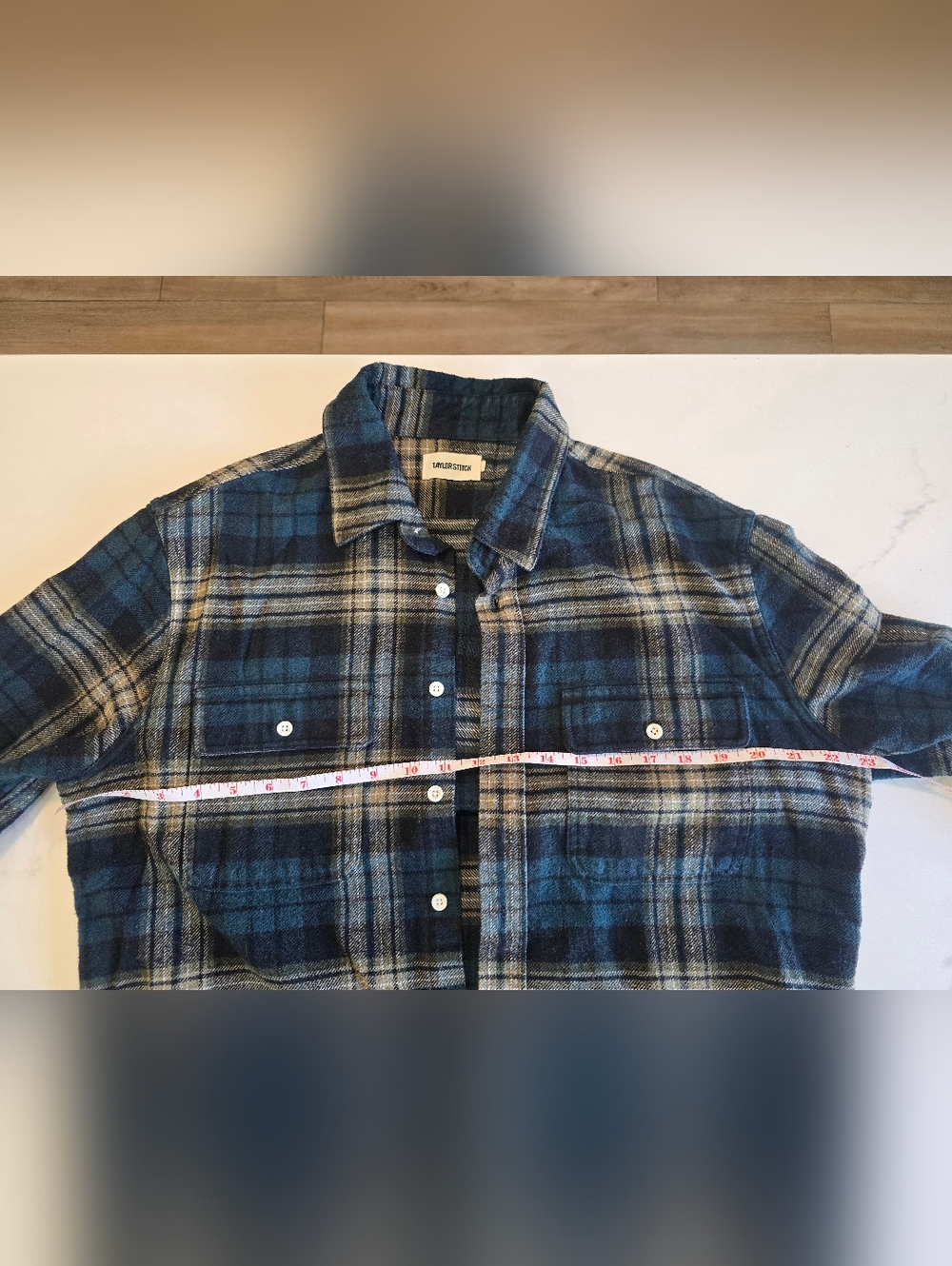 Taylor Stitch Men's Dark Green Plaid Flannel Shirt Large - Picture 3 of 5